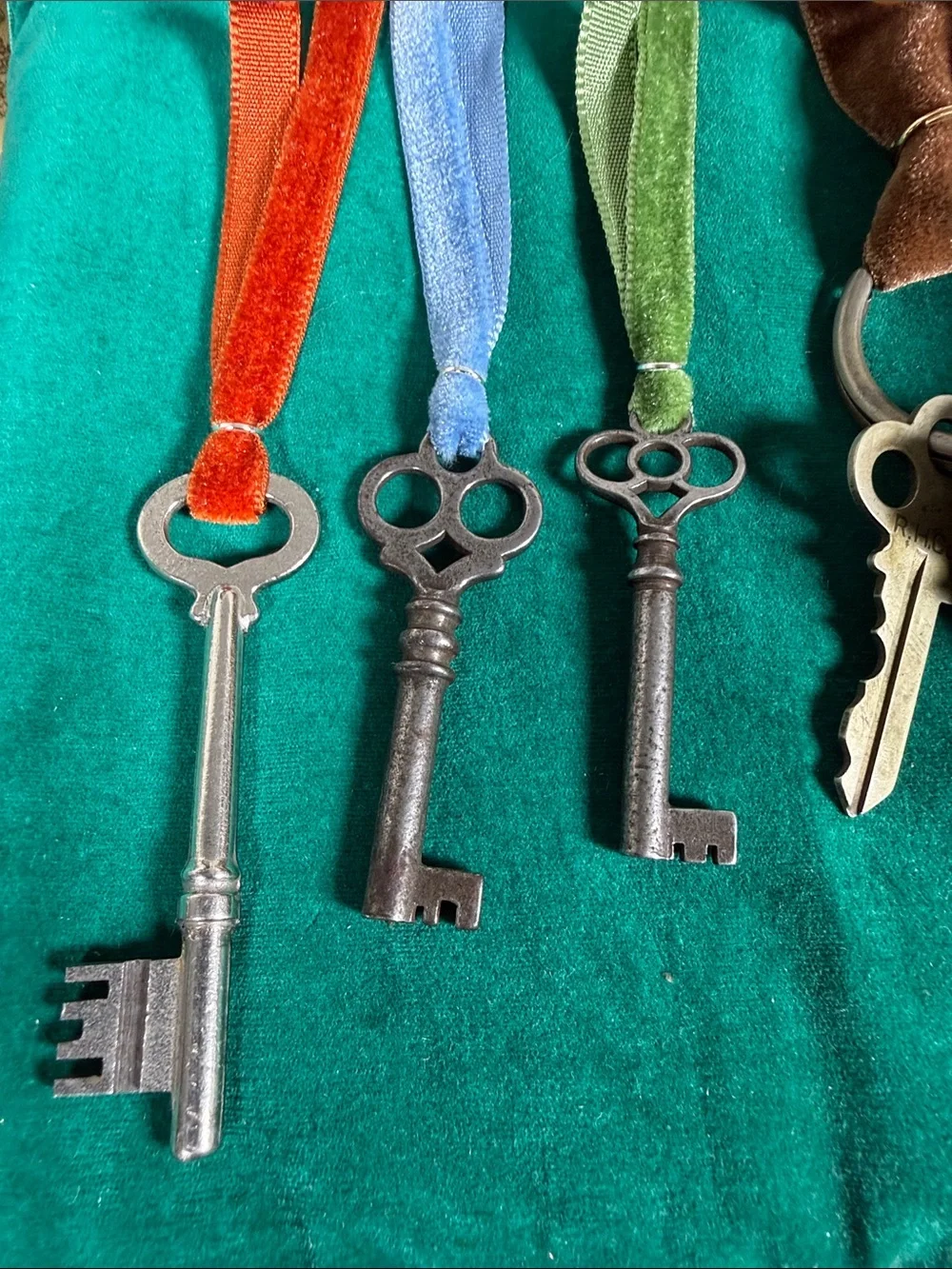 Victorian Keys with Colored Velvet Ribbons